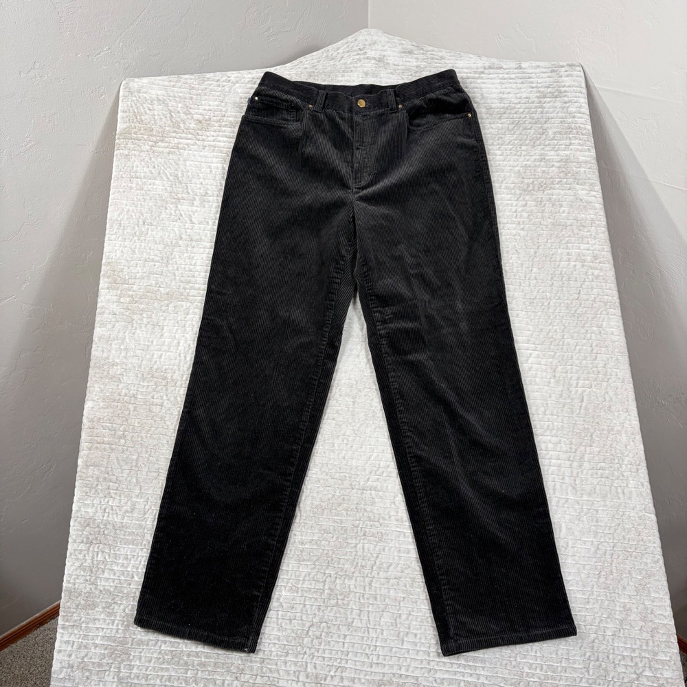 Lauren Ralph Lauren Black Corduroy Pants Straight Leg High Rise 14 RN54050